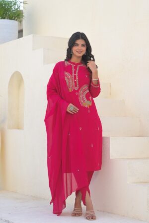 Pure Jaipur Cotton Embroidered Kurti Set with Dupatta