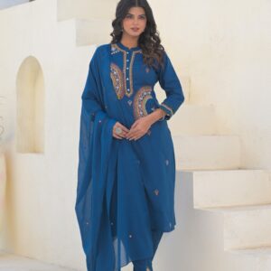 Pure Jaipur Cotton Embroidered Kurti Set with Dupatta