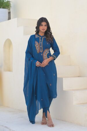 Pure Jaipur Cotton Embroidered Kurti Set with Dupatta