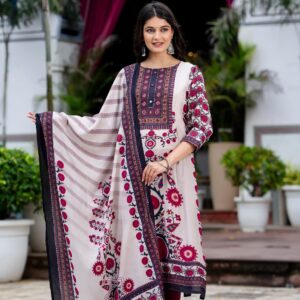 Printed Cotton Kurti Set with Matching Dupatta