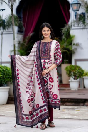 Printed Cotton Kurti Set with Matching Dupatta