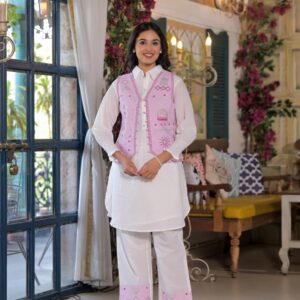 Pastel Pink Hand-Embroidered Kurta Set