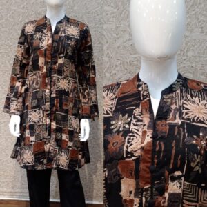 Women’s Brown & Black Abstract Printed Straight Kurti