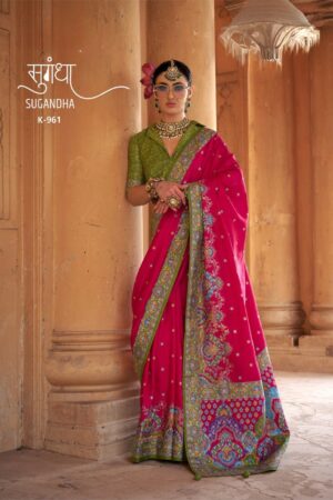 Sugandha Patola Designer Silk Saree – Rani Pink Traditional Festive Saree Set