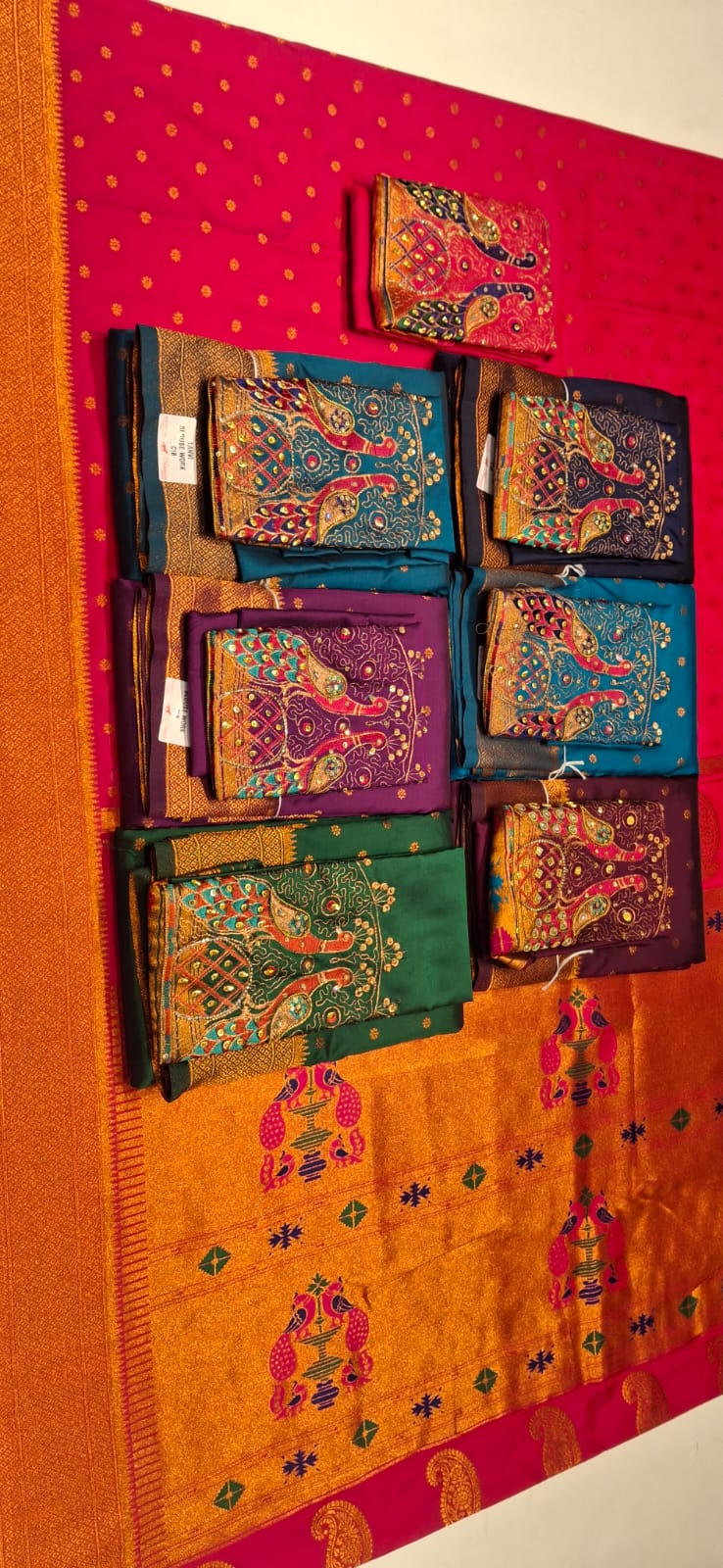 Bright Pink Tanvi Paithani Saree with Gold Zari Border - Image 2