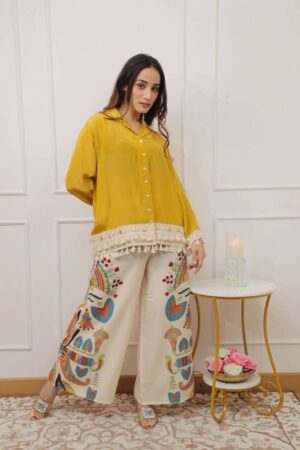 Mustard & Cream Flex Cotton 2 Piece Co-Ord Set