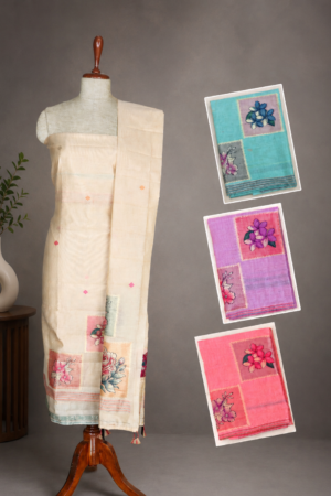 Jamdhani Handwoven Cotton Chanderi Unstitched Dress Material
